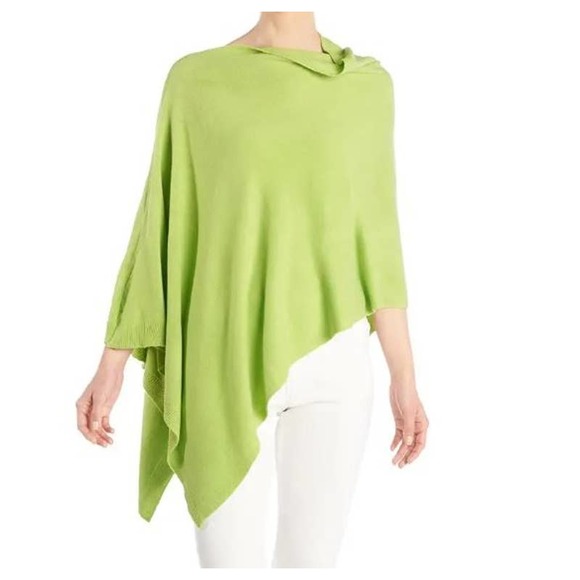 Lime Green  Lightweight Soft Knit Ponchos Shawl Wrap Scarf - Wear Multiple Ways - Picture 1 of 6
